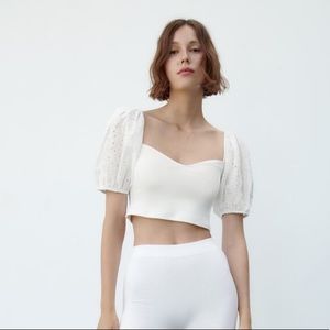 ZARA PUFF SLEEVES CROP TOP *NWT